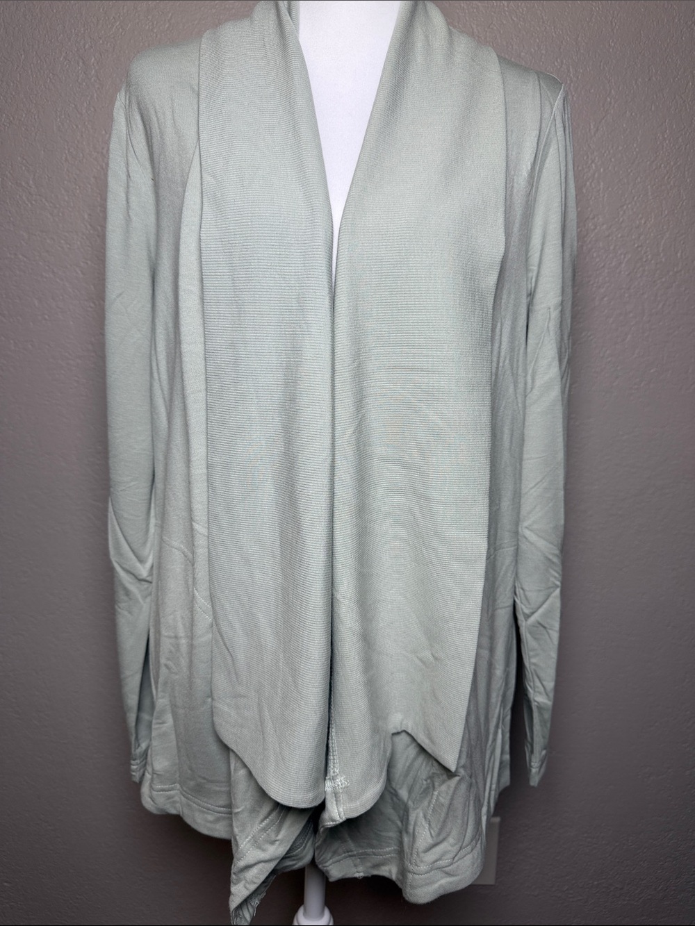 Open-Front Light Sage Women’s Cardigan Sweater